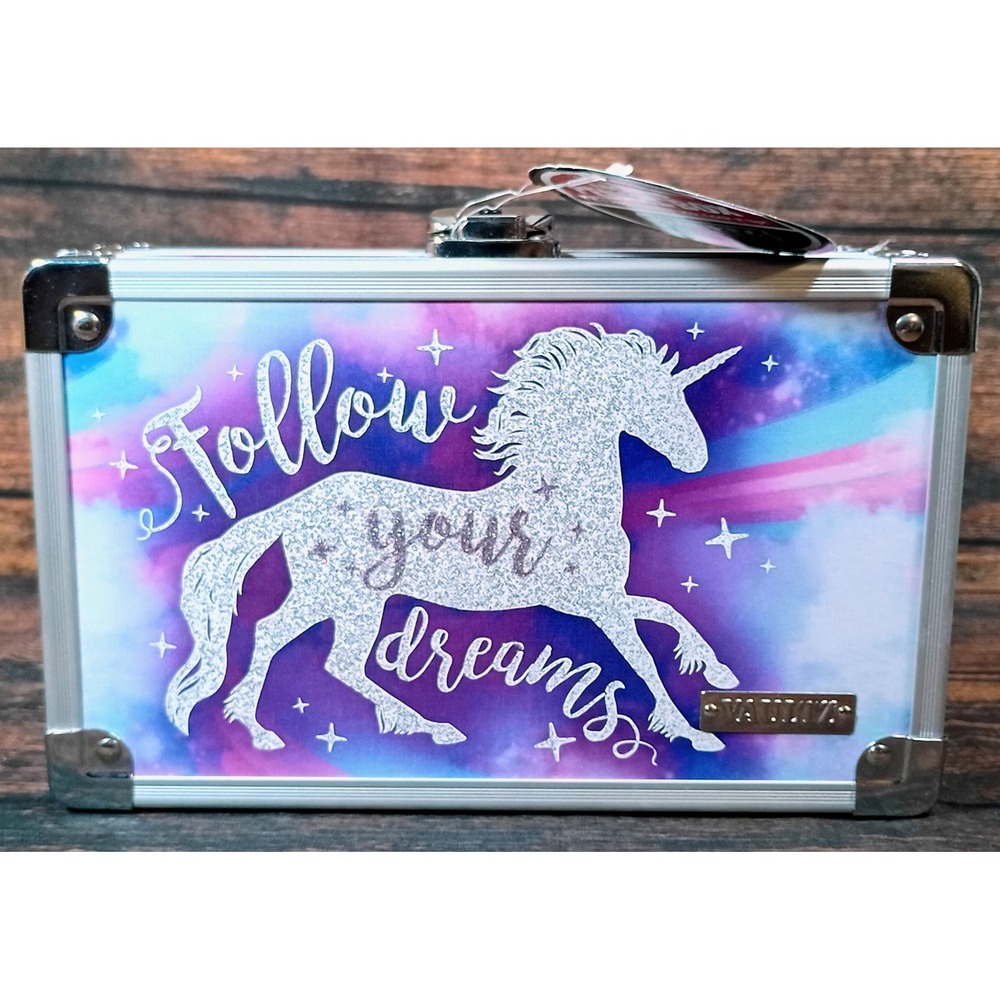 Vaultz Locking Pencil Box Follow Your Dreams Unicorn Purple Blue‎ Silver VZ00179